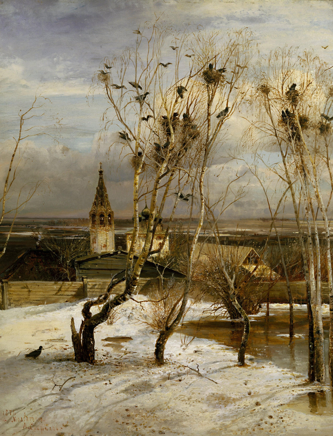 The Rooks Have Come Back by Aleksey Savrasov — hand-painted animal oil painting reproduction on canvas