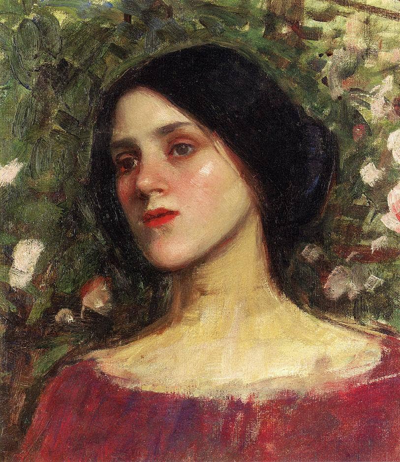 The Rose Bower by John William Waterhouse — hand-painted portrait oil painting reproduction on canvas