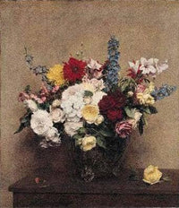 The Rosy Wealth of June by Henri Fantin-Latour — hand-painted botanical oil painting reproduction on canvas