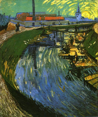 The Roubine du Roi Canal with Washerwomen by Vincent van Gogh — hand-painted landscape oil painting reproduction on canvas