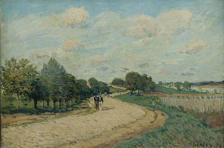 The Route to Mantes by Alfred Sisley — hand-painted botanical oil painting reproduction on canvas
