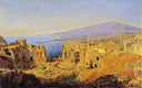 The ruin of the Greek theater in Taormina, Sicily by Ferdinand Georg Waldmüller — hand-painted cultural oil painting reproduction on canvas
