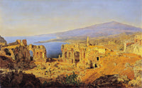 The ruin of the Greek theater in Taormina, Sicily by Ferdinand Georg Waldmüller — hand-painted cultural oil painting reproduction on canvas