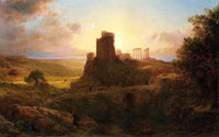 The Ruins at Sunion, Greece by Frederic Edwin Church — hand-painted architectural oil painting reproduction on canvas