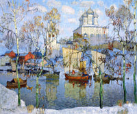 The Russian Province in Spring by Konstantin Gorbatov — hand-painted landscape oil painting reproduction on canvas