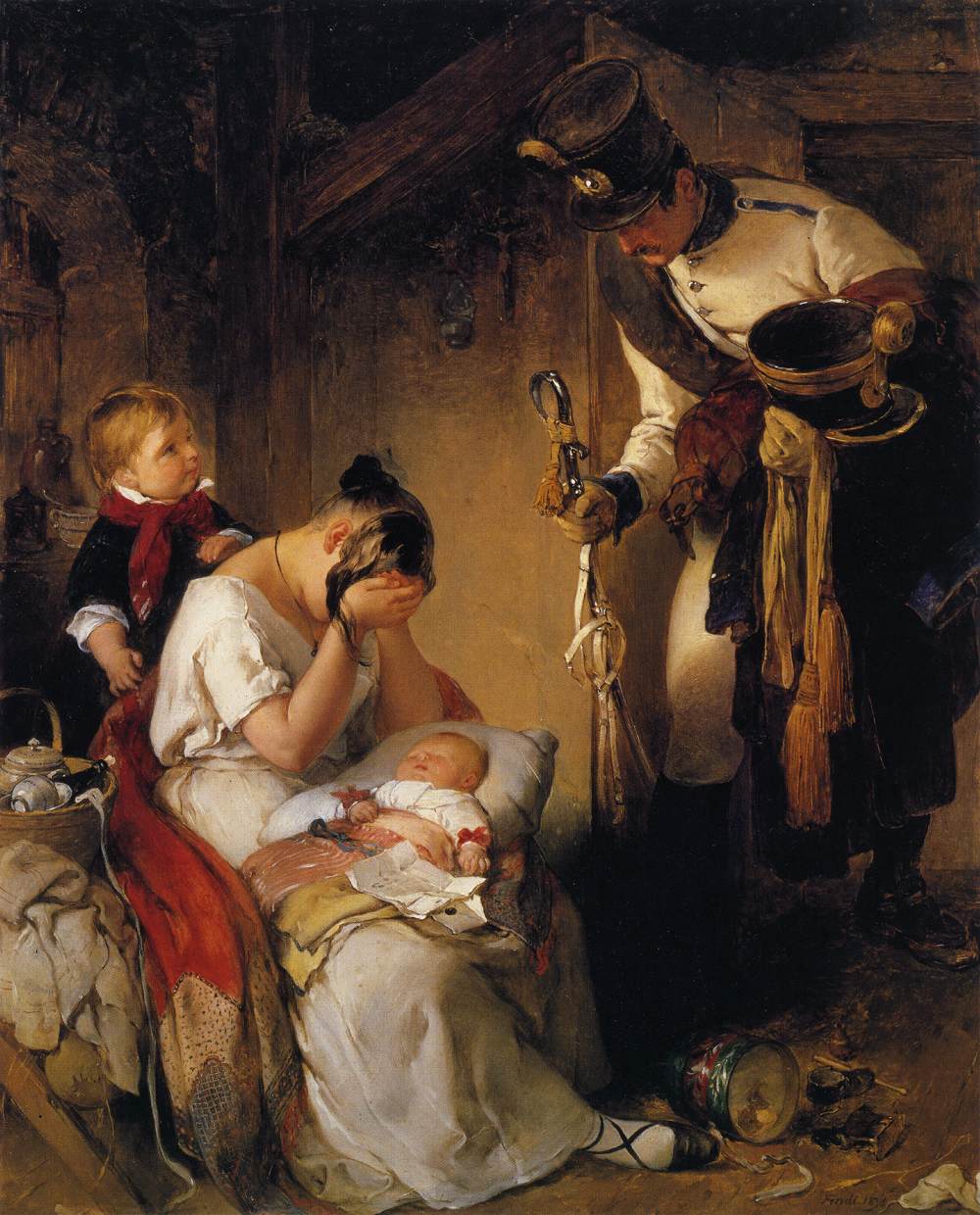 The sad message by Peter Fendi — hand-painted portrait oil painting reproduction on canvas