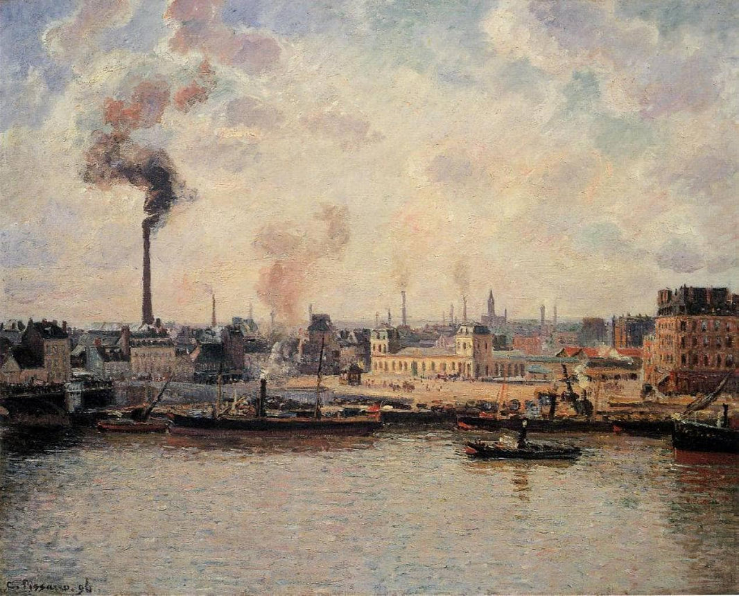 The Saint Sever Quay, Rouen by Camille Pissarro — hand-painted landscape oil painting reproduction on canvas