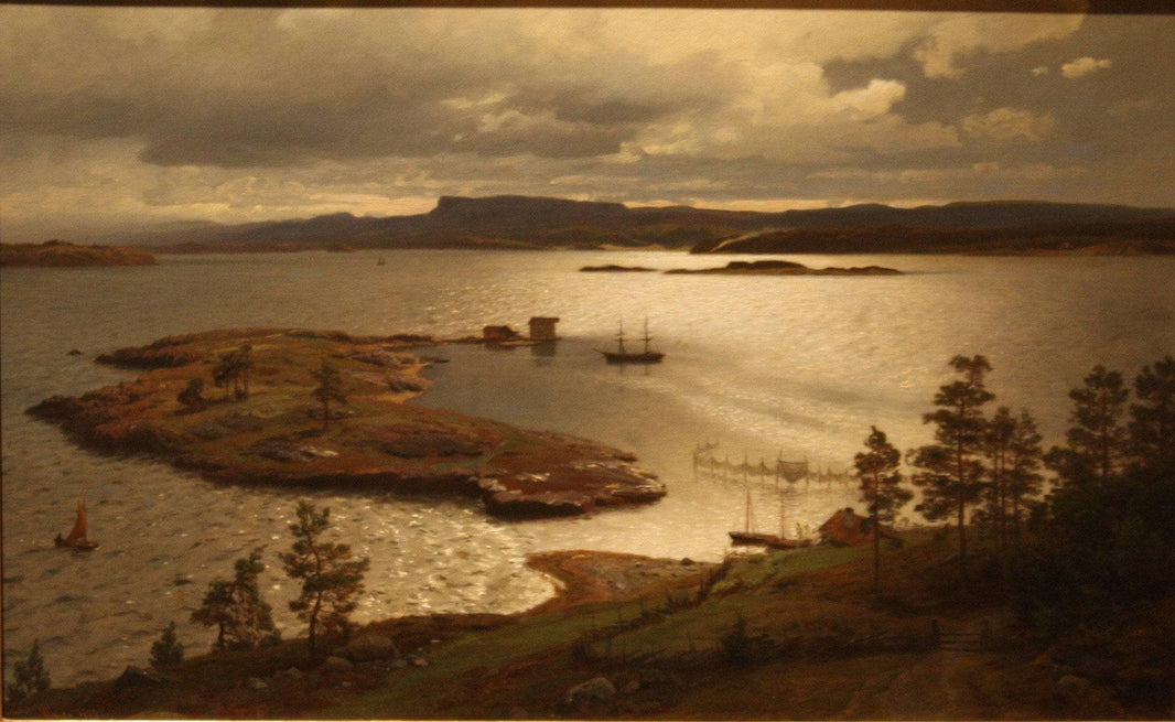 The Sandvik Fiord by Hans Gude — hand-painted eco oil painting reproduction on canvas