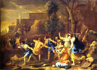 The Saving of the Infant Pyrrhus by Nicolas Poussin — hand-painted cultural oil painting reproduction on canvas