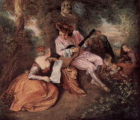 The Love Song by Antoine Watteau — hand-painted botanical oil painting reproduction on canvas