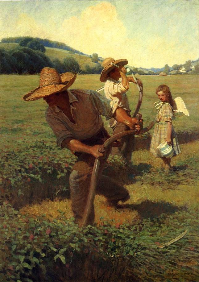 The Scythers by N.C. Wyeth, hand-painted landscape oil painting reproduction on canvas