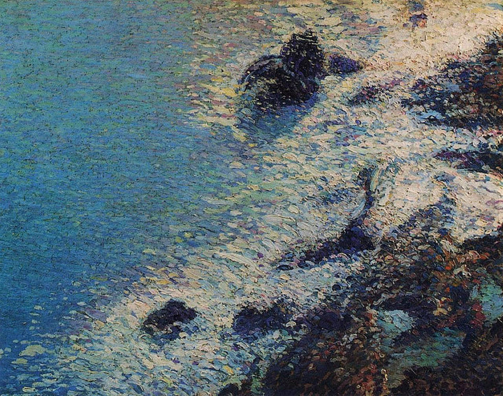 The Sea and Rocks by Henri Martin — hand-painted landscape oil painting reproduction on canvas