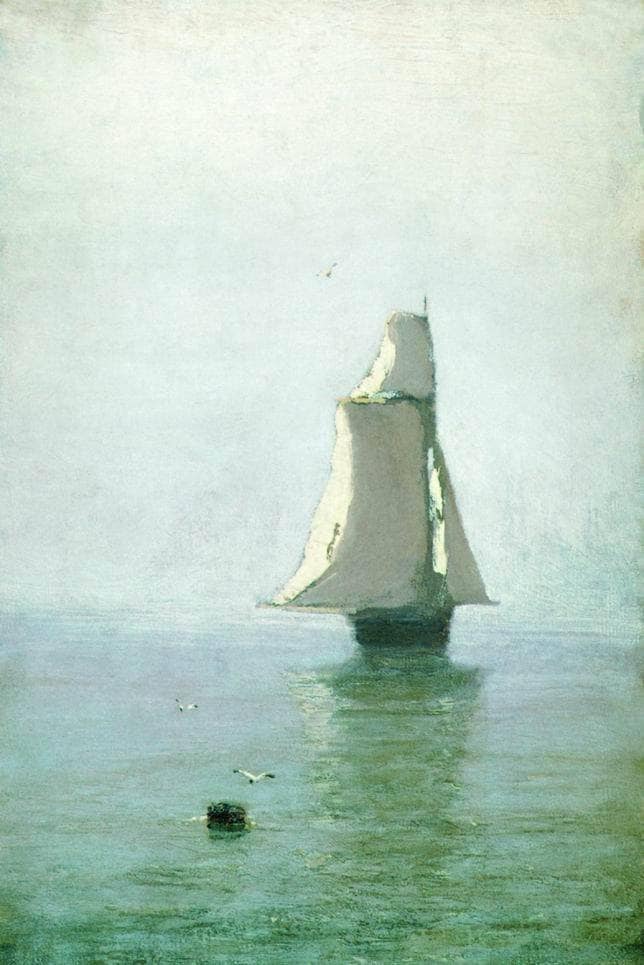 The Sea with a Sailing Ship by Arkhyp Kuindzhi — hand-painted landscape oil painting reproduction on canvas