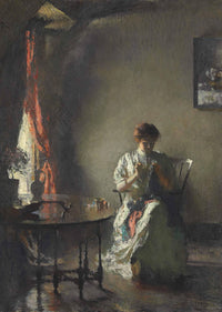 The Seamstress by Frank W. Benson — hand-painted portrait oil painting reproduction on canvas