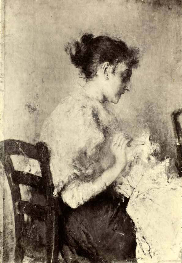 The seamstress by Umberto Veruda — hand-painted portrait oil painting reproduction on canvas