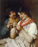 The Seamstress by Eugene de Blaas — hand-painted portrait oil painting reproduction on canvas