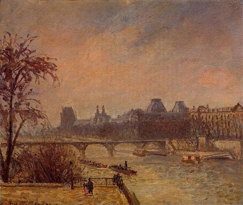 The Seine and the Louvre, Paris by Camille Pissarro — hand-painted landscape oil painting reproduction on canvas