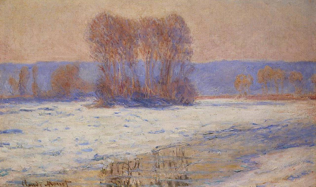 The Seine at Bennecourt, Winter - Claude Monet