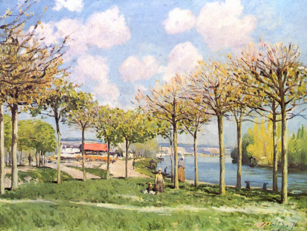 The Seine at Bougival by Alfred Sisley — hand-painted botanical oil painting reproduction on canvas