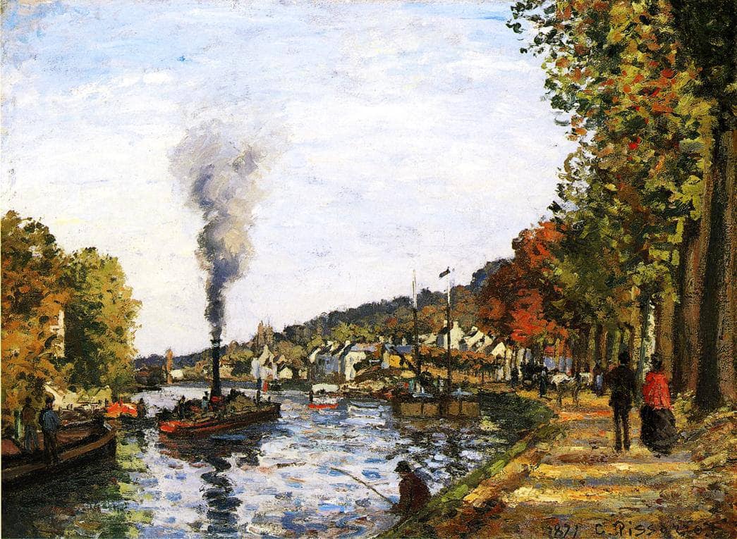 The Seine at Marly by Camille Pissarro — hand-painted botanical oil painting reproduction on canvas