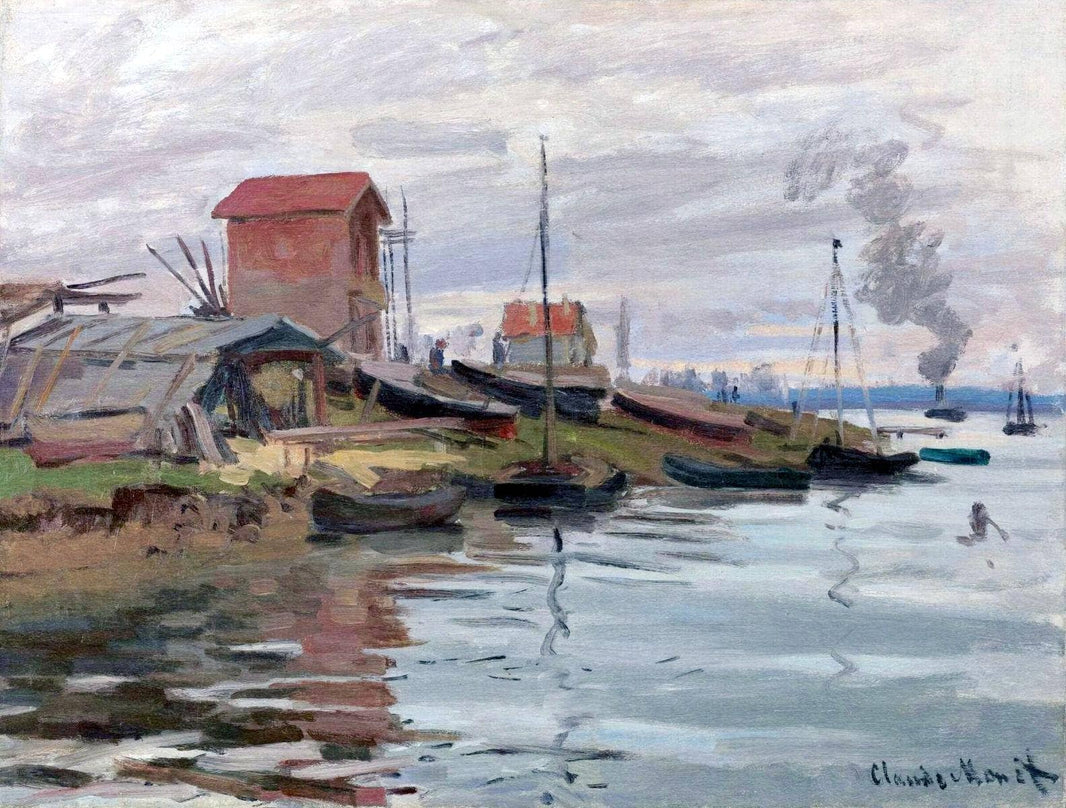 The Seine at Petit-Gennevilliers by Claude Monet — hand-painted landscape oil painting reproduction on canvas