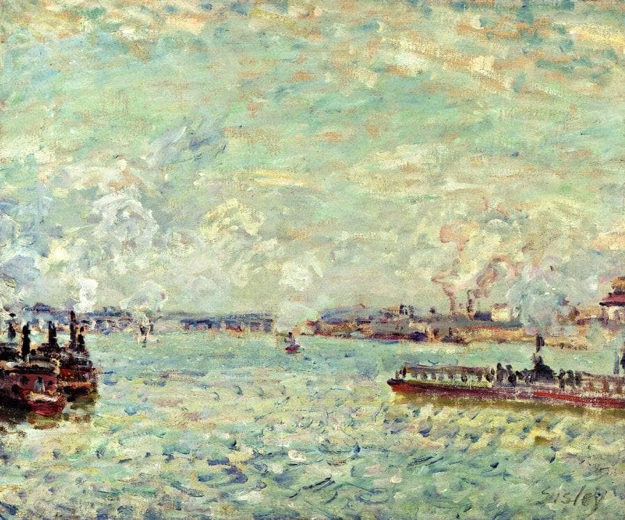 The Seine at Point du Jour by Alfred Sisley — hand-painted landscape oil painting reproduction on canvas