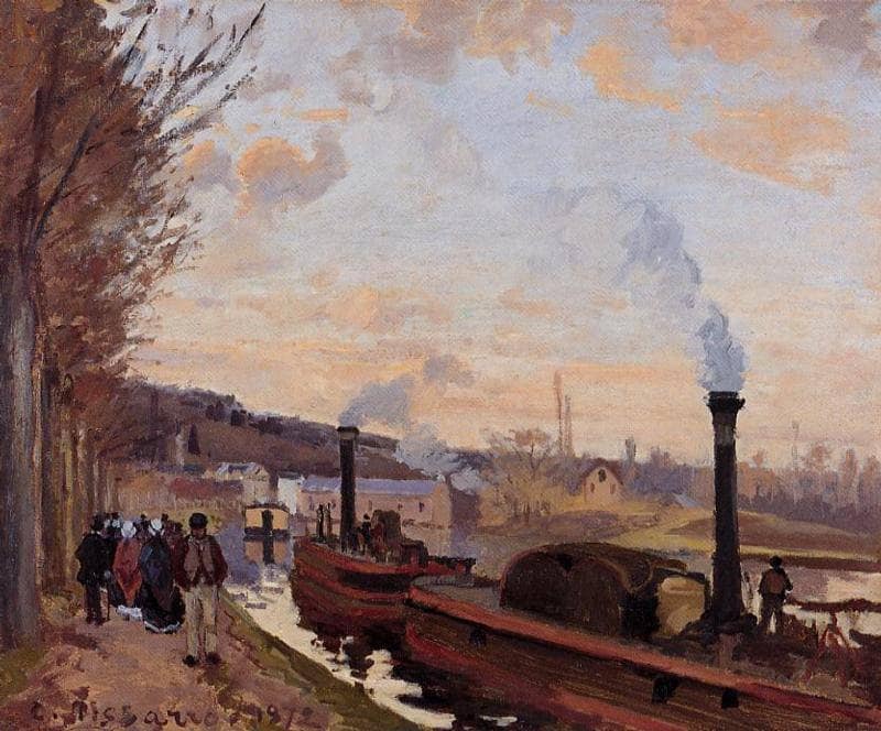 The Seine at Port Marly by Camille Pissarro — hand-painted landscape oil painting reproduction on canvas