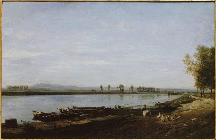 The Seine in Bezons, Val d'Oise by Charles-Francois Daubigny — hand-painted animal oil painting reproduction on canvas