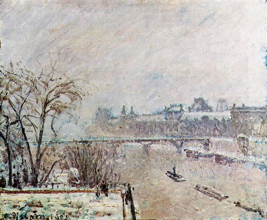 The Seine Viewed from the Pont Neuf, Winter by Camille Pissarro — hand-painted landscape oil painting reproduction on canvas