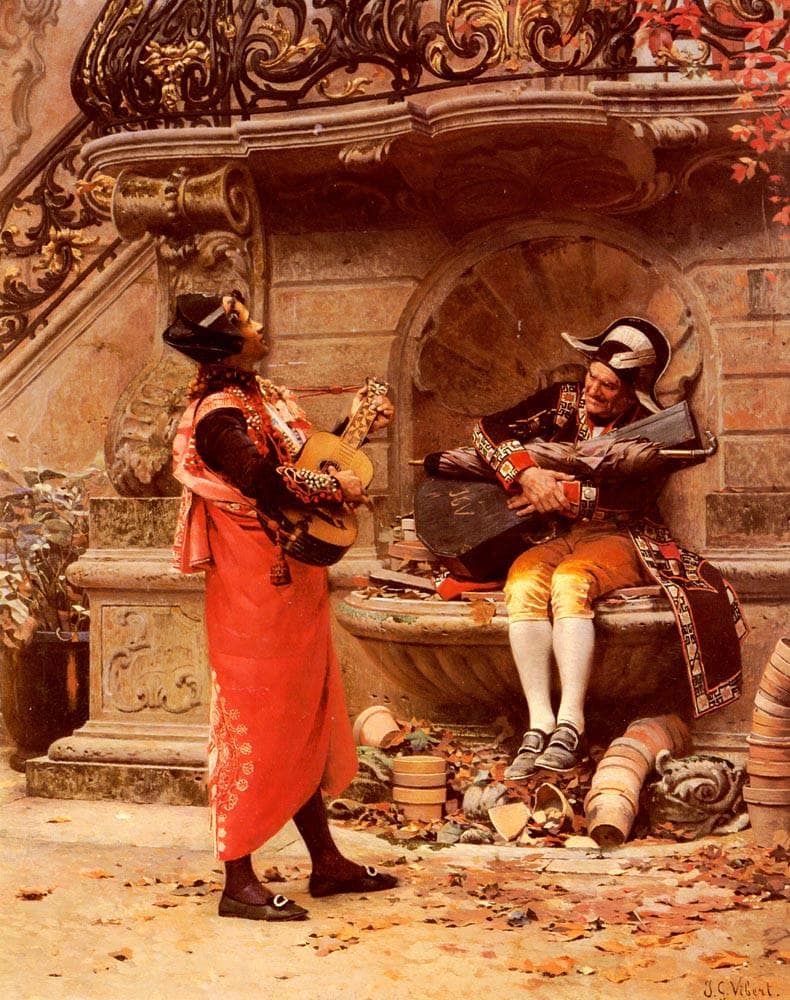The Serenade by Jehan Georges Vibert — hand-painted cultural oil painting reproduction on canvas