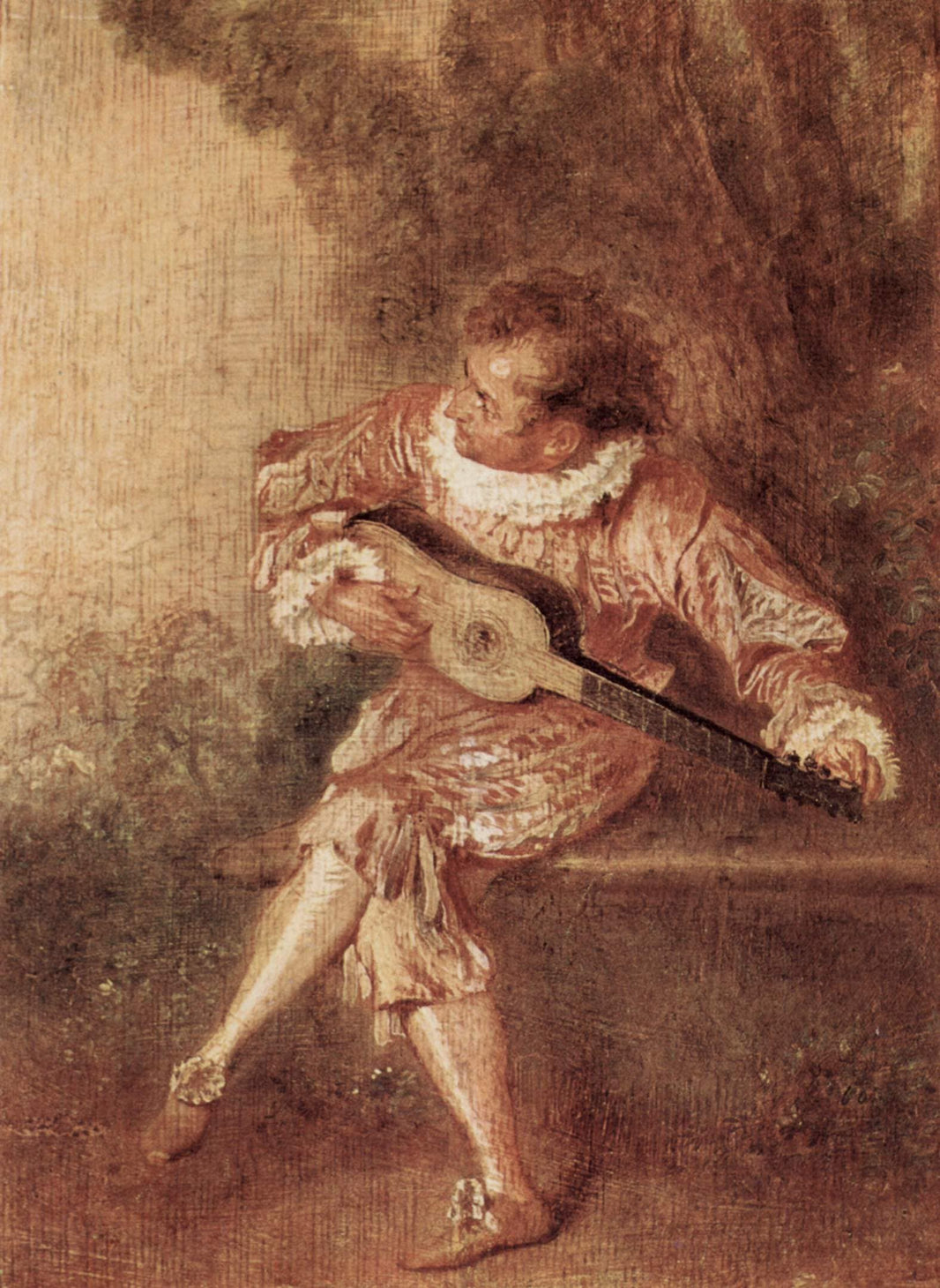 The Serenader by Antoine Watteau — hand-painted portrait oil painting reproduction on canvas