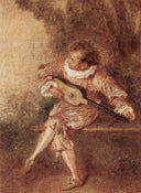 The Serenader by Antoine Watteau — hand-painted portrait oil painting reproduction on canvas