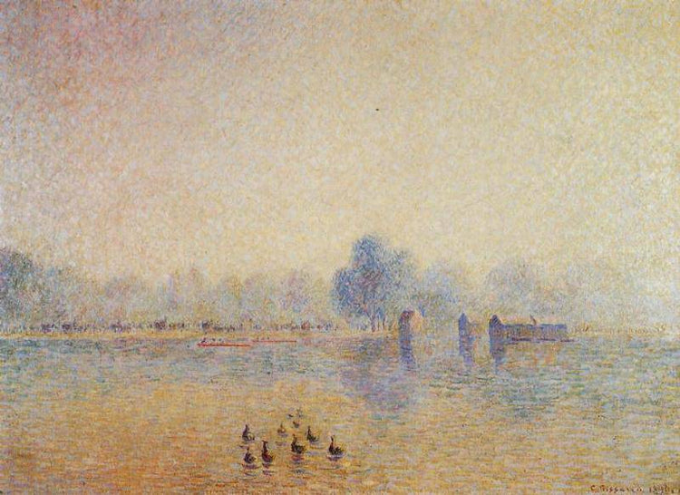 The Serpentine, Hyde Park, Fog Effect - Camille Pissarro