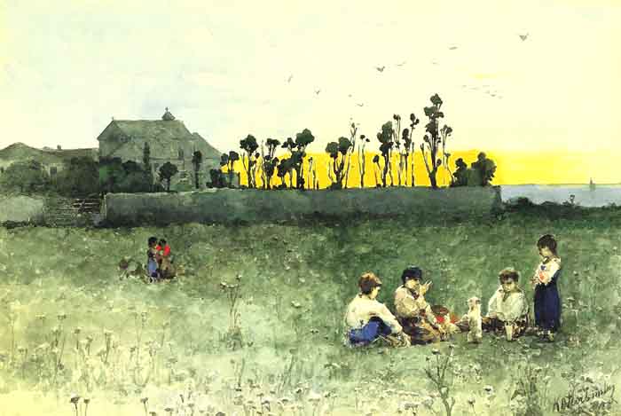 The Setting Sun by Wilhelm Kotarbinski — hand-painted eco oil painting reproduction on canvas