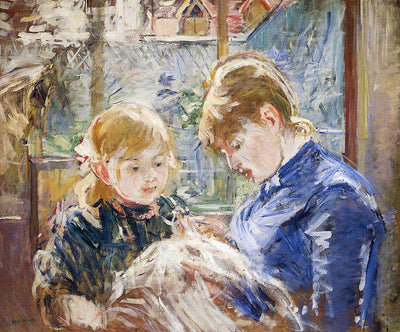 The Sewing Lesson (aka The Artist's Daughter, Julie, with Her Nanny) in hallway