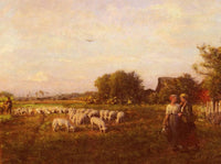 The Shepherd by Jules Breton — hand-painted landscape oil painting reproduction on canvas
