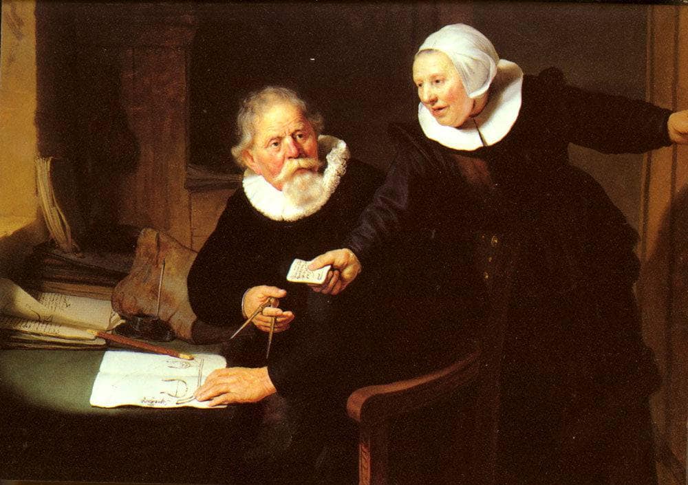 The Shipbuilder and his Wife by Rembrandt — hand-painted portrait oil painting reproduction on canvas