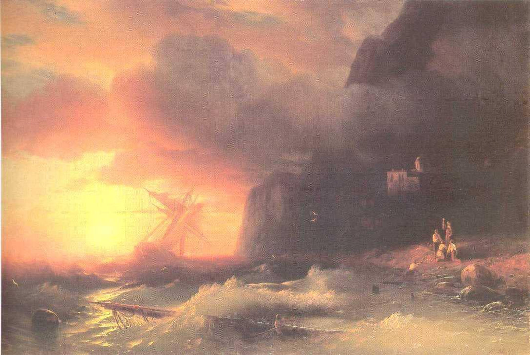 The Shipwreck near mountain of Aphon by Ivan Aivazovsky — hand-painted landscape oil painting reproduction on canvas