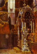 The Shrine of the Metropolitan Iona in the Uspensky Cathedral by Vasily Polenov — hand-painted architectural oil painting reproduction on canvas
