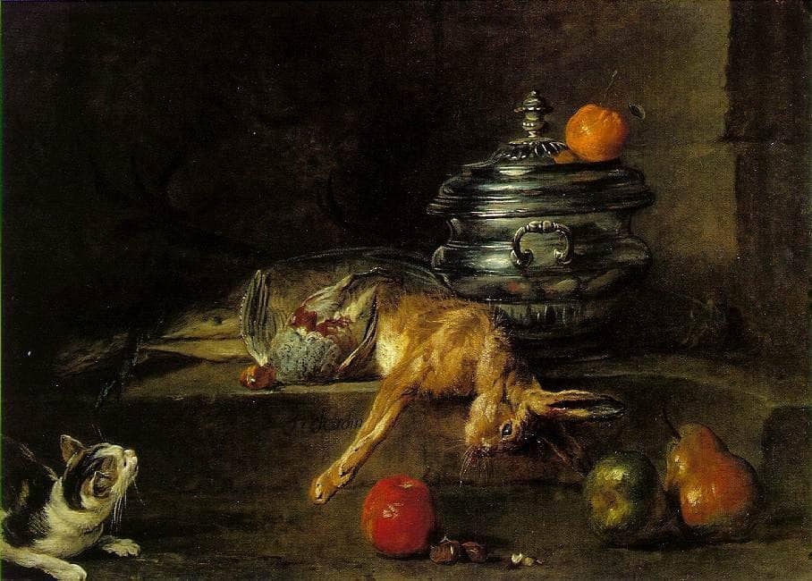 The Silver Tureen by Jean-Baptiste-Simeon Chardin — hand-painted animal oil painting reproduction on canvas
