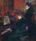 The Singing Lesson. (The Teacher, Mlle.Dihau, with Mme.Faveraud) by Henri de Toulouse-Lautrec — hand-painted portrait oil painting reproduction on canvas