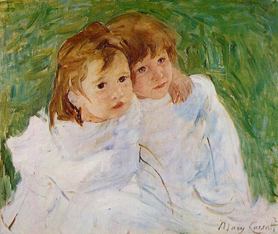 The Sisters by Mary Cassatt, hand-painted botanical oil painting reproduction on canvas