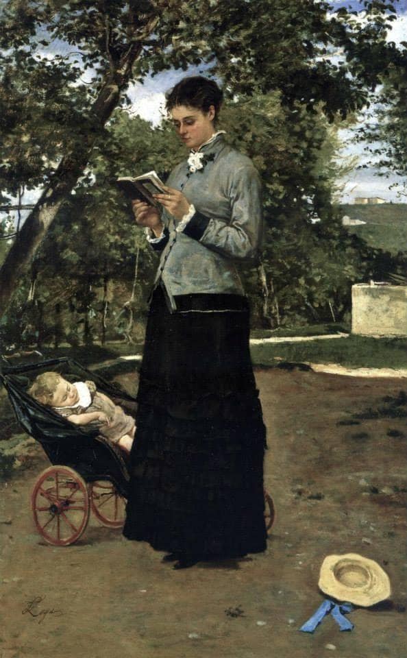 The sleep of innocence by Silvestro Lega — hand-painted portrait oil painting reproduction on canvas