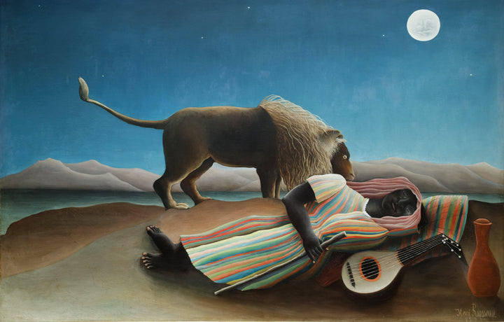 The Sleeping Gypsy by Henri Rousseau — hand-painted animal oil painting reproduction on canvas