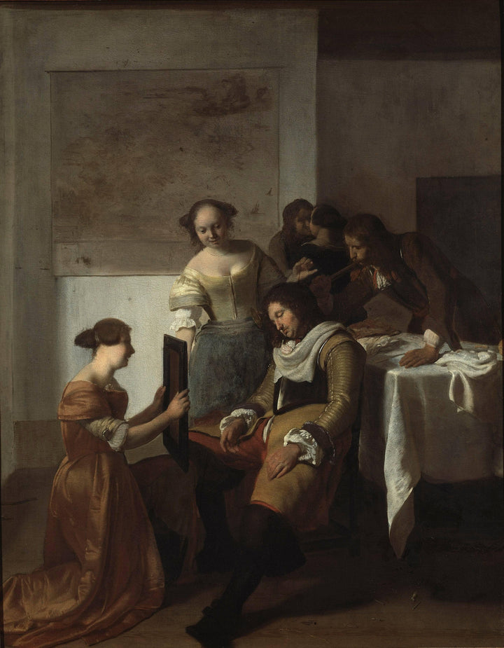 The Sleeping Officer by Jacob Ochtervelt — hand-painted portrait oil painting reproduction on canvas