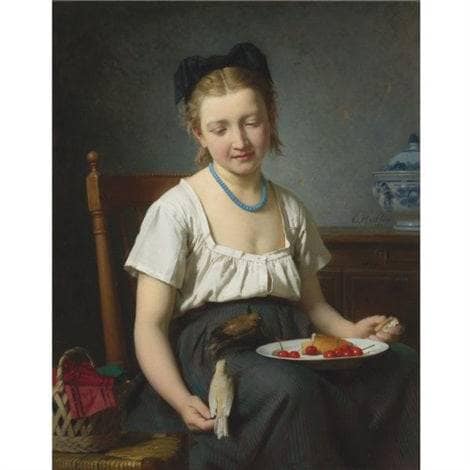 The Snack by Émile Auguste Hublin — hand-painted portrait oil painting reproduction on canvas