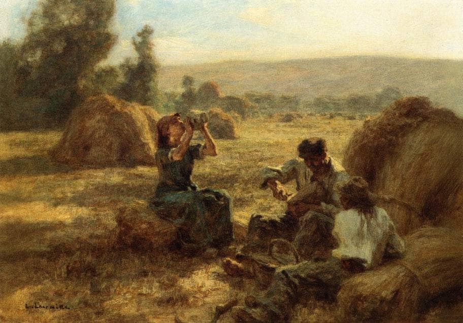The Snack by Léon Augustin Lhermitte — hand-painted landscape oil painting reproduction on canvas