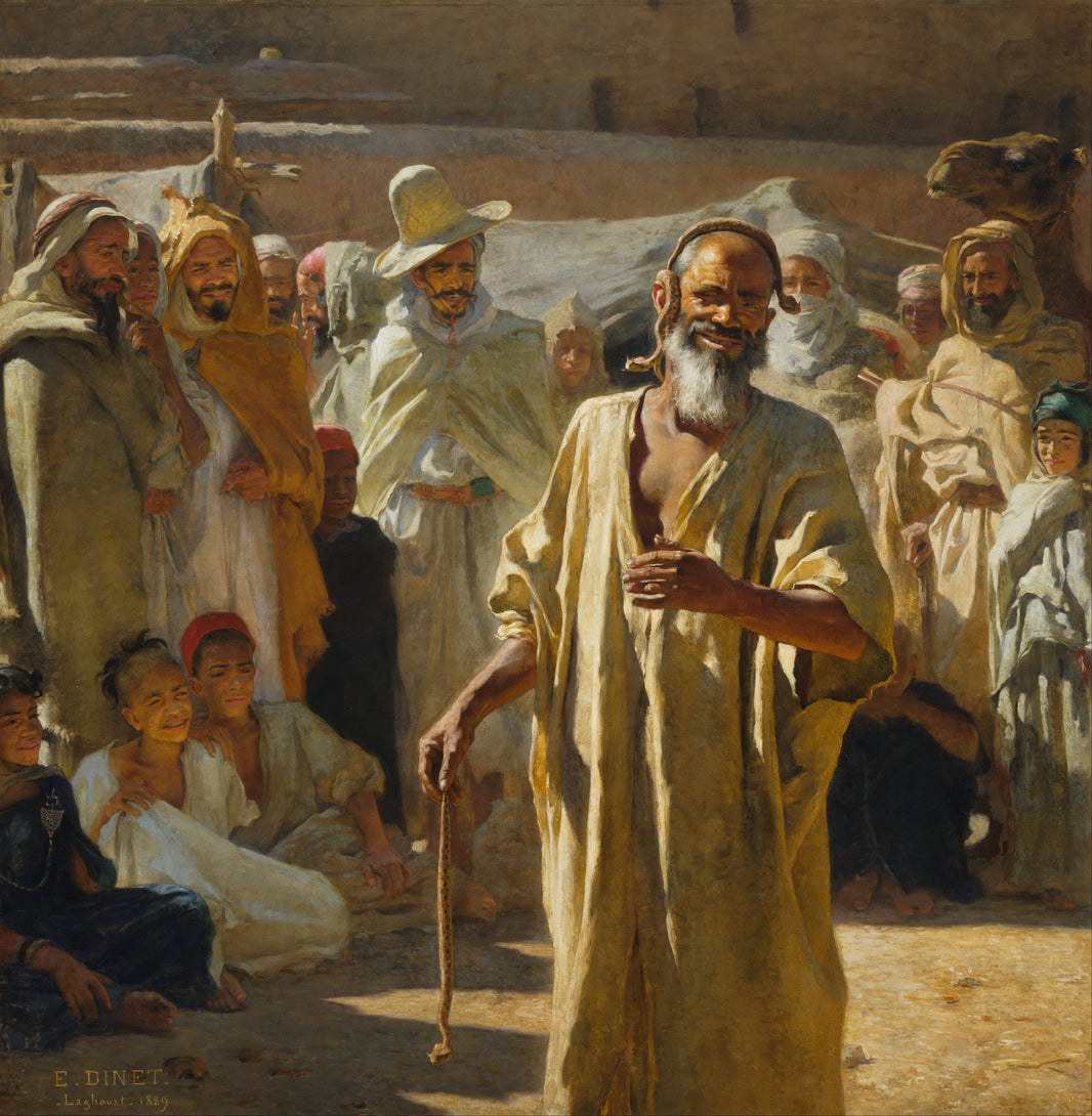 The Snake Charmer by Nasreddine Dinet — hand-painted cultural oil painting reproduction on canvas