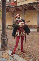 The song of love by Pierre Jean Van der Ouderaa — male oil painting wall art, Academicism