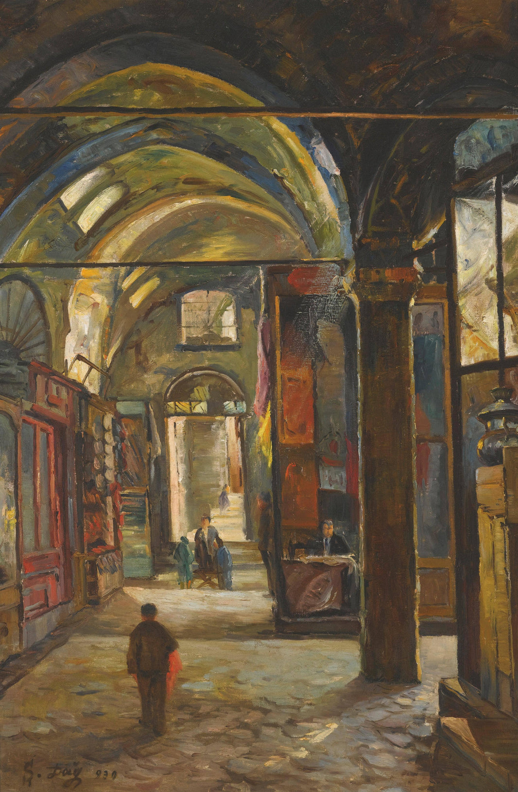 The Souk by Sevket Dag — hand-painted architectural oil painting reproduction on canvas